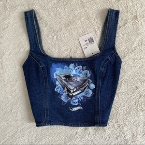 BNWT* HOT WHEELS DENIM ZIPPER CROP TOP